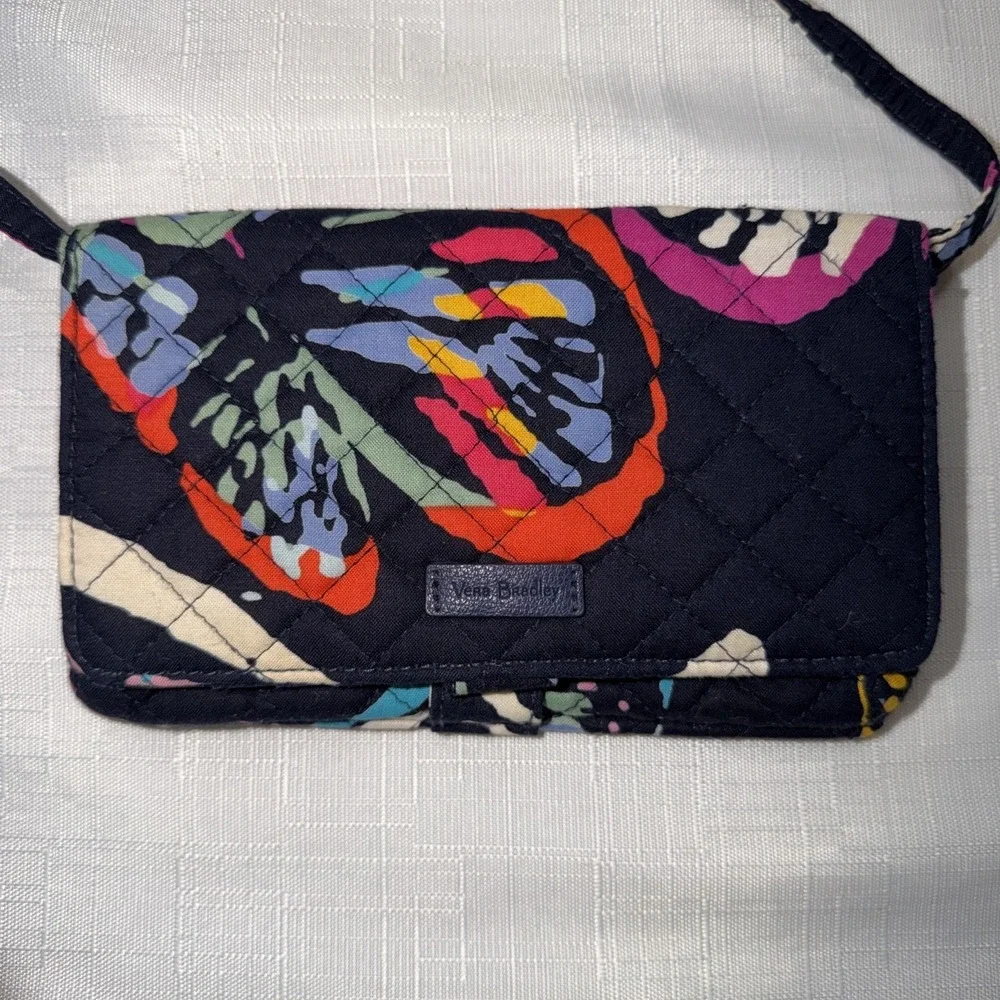 Vera Bradley Crossbody Wallet Purse Small Butterfly Flutter Pattern RFID NWOT